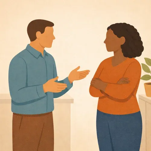 Ein Mann und eine Frau in Kontakt miteinander